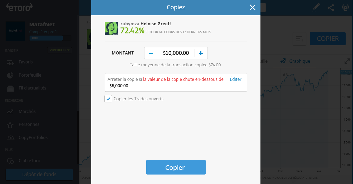 copier le portefeuille d'un membre eToro