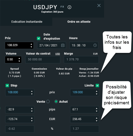 Passage d'un ordre sur la plateforme XTB