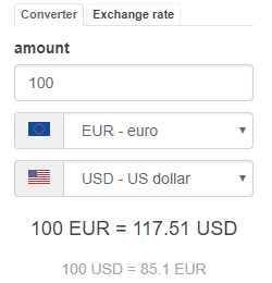 Inducir seta diapositiva Widget Conversor De Divisas